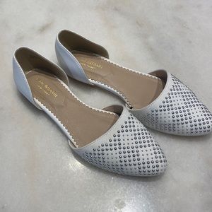 Never worn white and silver beaded flats Size 8